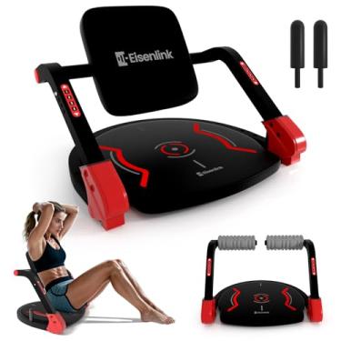 Imagem de Eisenlink - ABMAX-Gen3 Ab Machine & Ab Exercise Equipment com encosto plano. Máquina multifuncional de sentar para academia em casa com trituração abdominal de 4 níveis, rolo de massagem e estrutura