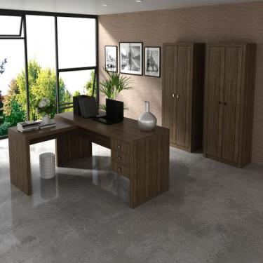 Imagem de Conjunto de Escritório com 2 Armários 2 Portas 5 Prateleiras e Mesa co