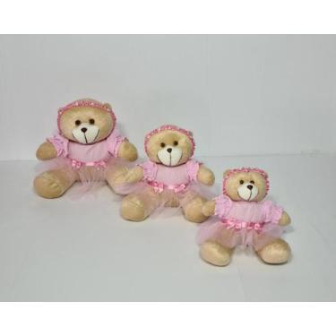 Imagem de Kit Trio De Ursinhos Para Nicho Ursa Bailarina Caramelo Rosa - PolyBab