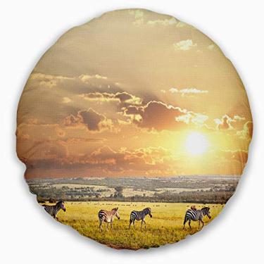 Imagem de Zebras Designart vagando na paisagem da pradaria africana sala de estar, sofá, almofada de alta qualidade + capa de almofada impressa em ambos os lados 40 cm