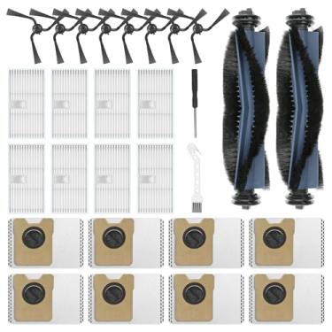Imagem de FFsign Pacote com 28 peças de reposição compatíveis com aspirador de pó robô Eufy C10, kit de acessórios RoboVac autoesvaziamento, 2 escovas rolantes, 8 sacos de pó, 8 escovas laterais, 8 conjuntos de