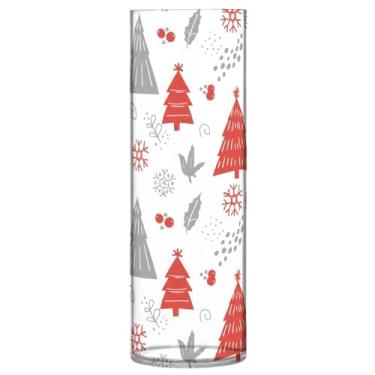 Imagem de CEBUGI Vaso de flor de árvore de Natal 10 cm x 30 cm Vaso cilíndrico para flores, vaso transparente inquebrável para decoração de casa de festa de casamento
