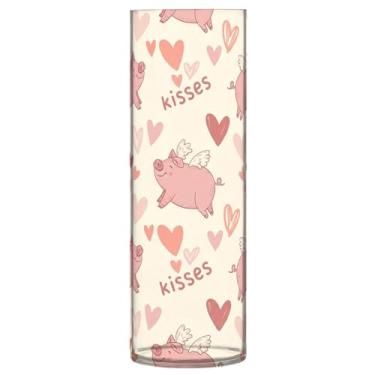 Imagem de CEBUGI Vaso de flor de porco 10 cm x 30 cm Vaso cilíndrico para flores, vaso transparente inquebrável para decoração de casa de festa de casamento