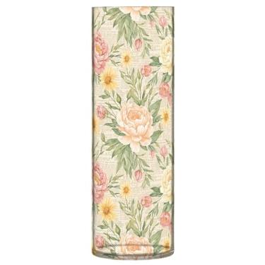 Imagem de CEBUGI Vaso de flores retrô 10 cm x 30 cm Vaso cilíndrico para flores, vaso transparente inquebrável para decoração de casa de festa de casamento