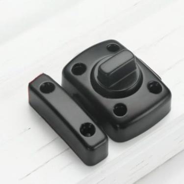 Imagem de Trava de porta antifurto de liga de zinco não perfurada, trava giratória deslizante espessa para portas esquerdas e direitas janela de entrada doméstica, preta, P