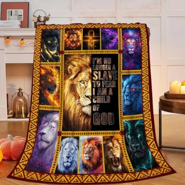Imagem de Cobertor de leão, cobertor de leão cristão, presentes religiosos, cobertores de flanela para homens, meninos, mulheres, amantes de adultos, roupa de cama macia, presente para sofá-cama, escritório