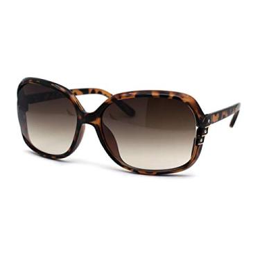 Imagem de Óculos de sol feminino retangular com strass borboleta diva marrom tartaruga