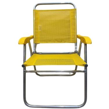 Imagem de Cadeira De Praia Alta Sanete Encosto Alto Aluminio Ronchetti Amarelo