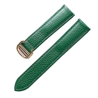Imagem de AHGDDA Pulseira de relógio para Cartier TANk SOLO Pulseira masculina com fecho de implantação pulseira de couro genuíno macio 20 mm, 22 mm, 23 mm (ouro verde, 22 mm)