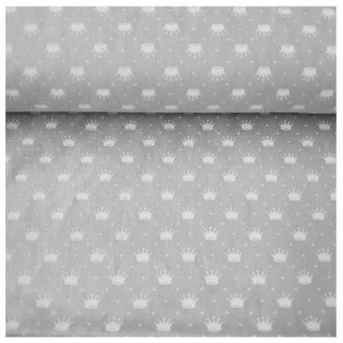 Imagem de Tecido tricoline mini coroa 1.50mts/larg cor cinza/branco metro - CARR