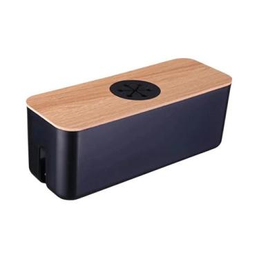 Imagem de Caixa De Armazenamento De Cabos De Madeira À Prova De Poeira Organizad