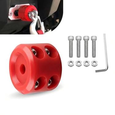Imagem de MOXRUQ Bujão de gancho de cabo de guincho de borracha, amortecedor de guincho protetor de choque, com fixadores de aço inoxidável e chave Allen, universal para ATV UTV Truck SUV (vermelho)