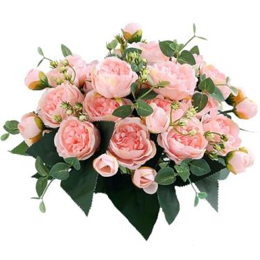 Imagem de Flores de Peônia Artificiais Peônias Falsas Seda Arranjos Realistas para Decoração Centro Casamento Escritório Festa e Lar 3 unidades