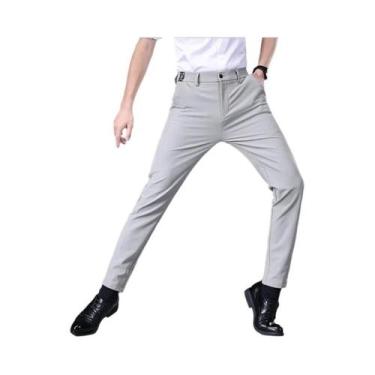 Imagem de Calças Casuais Masculinas Ultrafinas E Elásticas, Estilo Slim Reto, Re