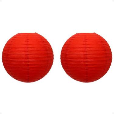 Imagem de Kit 2 Luminária Japonesa Oriental Papel 50 cm Vermelha - Galleria 77