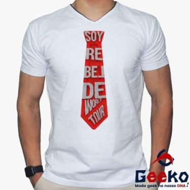 Imagem de Camiseta Soy Rebelde Tour 100% Algodão RBD Geeko, Branco gola v, G