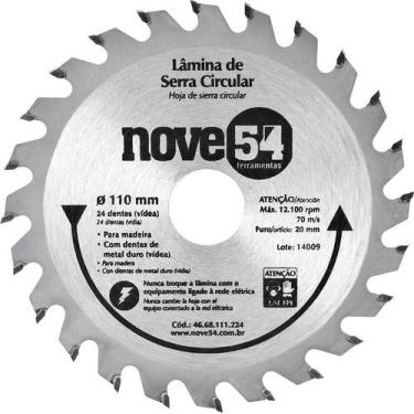 Imagem de Lamina Serra Circular Vídea 110x20x1,8mm 24 Dentes 12100 Rpm - Nove54