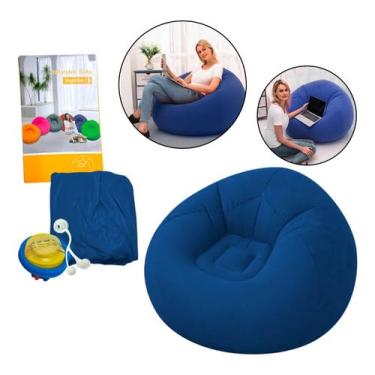 Imagem de Sofá Poltrona Puff Inflável Deluxe Aveludado 110x110x85cm