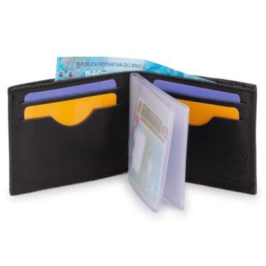 Imagem de Carteira Masculina Couro Fino Simples Porta Documentos Cartões - Use Y