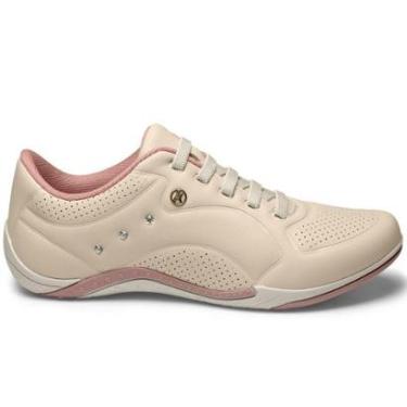 Imagem de Tênis Casual Feminino Kolosh Bege Com Strass Confortável Leve Antiderrapante C1286A-Feminino