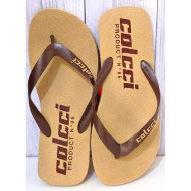 Imagem de Chinelo Colcci Masculino Básico Autêntico com Logo - Bege e Marrom-Masculino