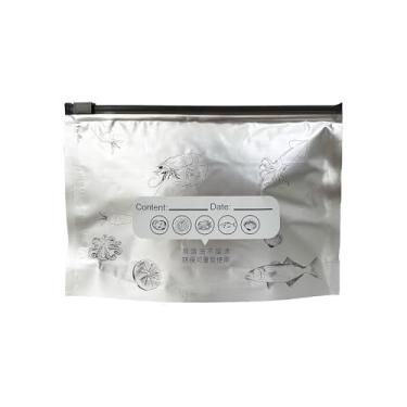 Imagem de FERENLI 20 sacos reutilizáveis de alumínio para armazenamento de alimentos de 29 x 25,9 cm com fecho de zíper de etiqueta, sacos de congelador para carne, peixe, legumes, frutas, frutos do mar