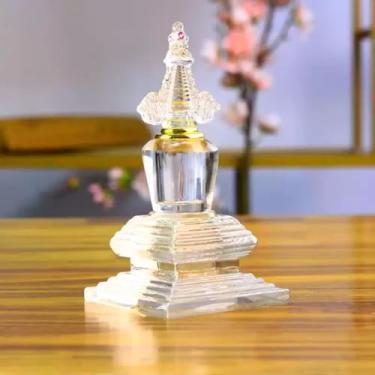 Imagem de FENNYYAR Stupa para decoração de altar budista de Sarira Stupa de cristal, 14 cm 14 cm, enfeite de mesa Sutra Stupa of Relics