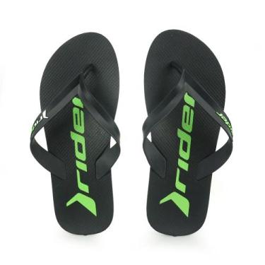 Imagem de Chinelo masculino rider feel 12303 preto / verde, Preto, 37