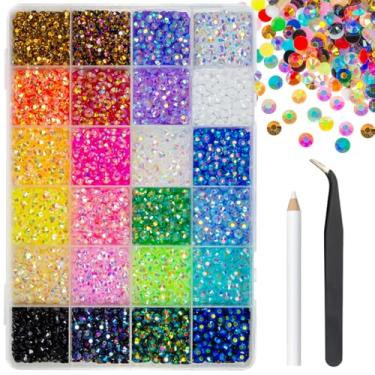 Imagem de 24 cores, 3800 peças, strass de resina gelatinosa de 5 mm para artesanato deslumbrante, SS20, pedras planas coloridas, amuletos para copos, garrafas, artesanato, roupas, sapatos, unhas, olhos