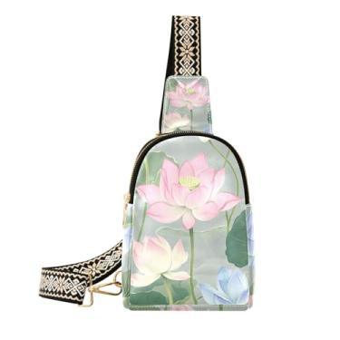 Imagem de CEBUGI Bolsa tiracolo feminina com flores de verão, bolsa tiracolo de couro, para trilhas, viagens ao ar livre