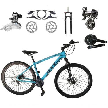 Imagem de Bicicleta Aro 29 Gti Roma Câmbios Shimano Altus 24v K7 Freios Hidráulicos Garfo Trava - Azul Tam.19