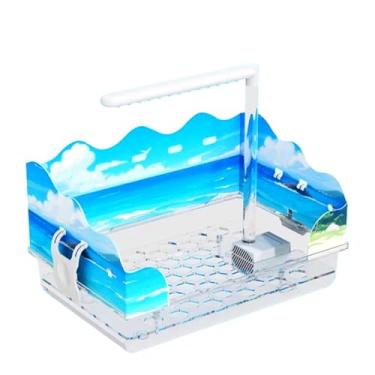 Imagem de SUNGOOYUE Caixa de Banho Automática para Pássaros, Gaiola de Chuveiro Alimentada por USB Com Bacia de Grade Acrílica, Bomba de água Silenciosa para Calopsitas Cinzas Africanas, (Banheira Ocean World)