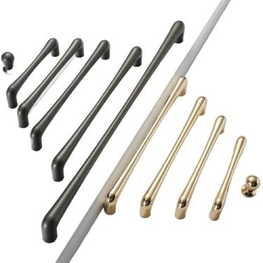 Imagem de CXYFQUUK Puxadores de porta de armário de cozinha dourados de liga de zinco puxadores de gaveta puxadores de porta de guarda-roupa puxadores de móveis ferragens 2 peças (cinza pérola 192 mm)