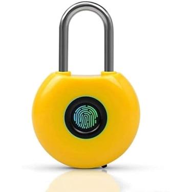 Imagem de Feiyx Cadeado de impressão digital até 20 impressões digitais USB carregável bom para armário de academia, piscina, bagagem, mochila (cor: amarelo)