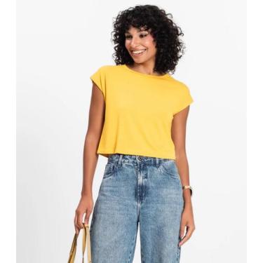 Imagem de Blusa Básica Feminina Viscotorcion Rovitex Amarelo, M, Amarelo