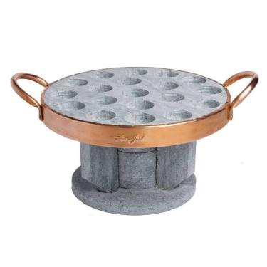 Imagem de Kit Fondue Pedra Para Queijo e Fogareiro de Pedra Sabão 22cm