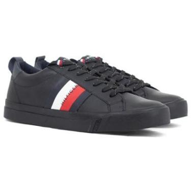 Imagem de Tênis Masculino Tommy Hilfiger Casual Dino 9A Bandeira Couro Clássico Original 02576-Masculino