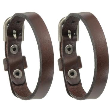 Imagem de PATIKIL Pulseira de cinto de couro, pulseira masculina com fivela fina para mulheres, pulseira de couro vintage, One Size, Couro, Sem Pedra Preciosa