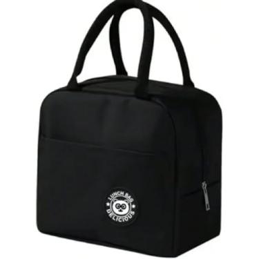 Imagem de BOLSA TERMICA COMPACTA FUNCIONAL PARA LANCHE ESCOLAR, ACADEMIA, PISCINA MARMITAS INFANTIS E DIA A DIA (PRETO)