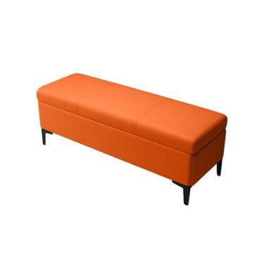 Imagem de Banqueta Retangular Com Espaço De Armazenamento Armazenamento Para Sapatos E Almofadas Pele Napa Pés Em Metal Para Banquinho(Turmeric,70x40x45cm)