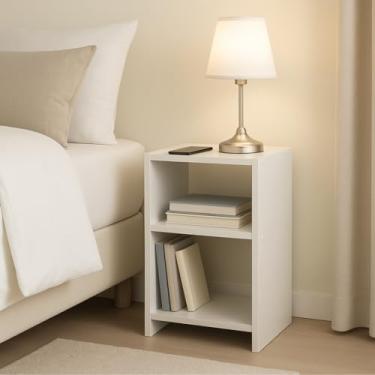 Imagem de BOXFAN Kit Criados-Mudos Multiuso de MDF com Nichos Mesas de Cabeceira Mesa de Apoio Quarto Cama Sala ou Escritório Decoração Moderna Compacto e Funcional cor Branco