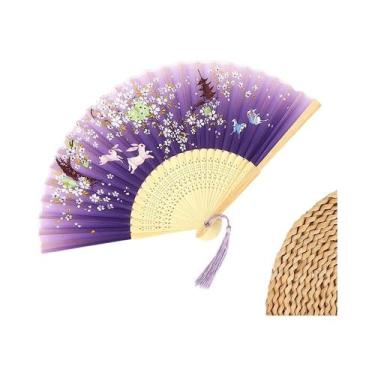 Imagem de Leque De Dança Elegante Com Cabo De Madeira E Franjas Para Mulheres, E