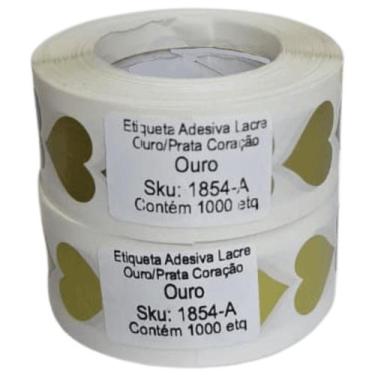 Imagem de 2000 Etiquetas Adesiva Coração Dourada 1,8 Cm Para Presente Festa Emba