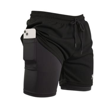 Imagem de Short 2 em 1 Compressão Masculino para Treino Esportivo Academia Corri