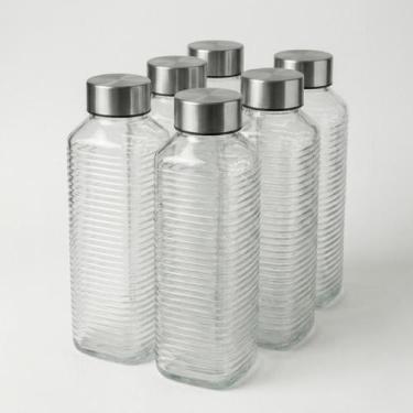 Imagem de Kit 6 Garrafas Vidro 1L Para Mesa de Escritório Home Office Água Sempr
