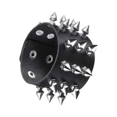 Imagem de Pulseira De Couro Unissex Estilo Punk Rock, Bracelete Gótico Dos Anos 