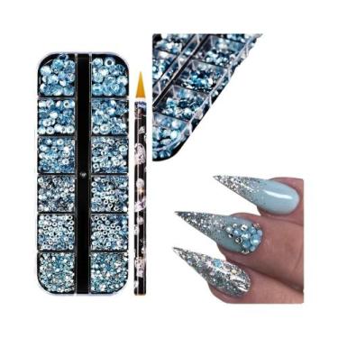 Imagem de Strass Coloridos 3D Redondos Para Unhas, Pedras De Vidro Com Base Plan