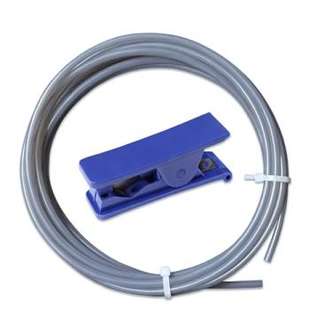 Imagem de Ageantscom Tubo de PTFE translúcido cinza 5M para filamento de 1,75 mm, ID de 2,5 mm x tubo Bowden OD de 4 mm com cortador azul, compatível com impressoras 3D Bambu Lab A1/A1 Mini/P1P/P1S/X1C