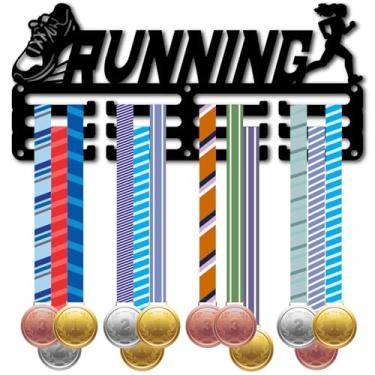 Imagem de CREATCABIN Suporte de Medalha de Corrida Exibição Medalha de Maratona Cabide para Parede 3 Fileiras 12 Ganchos Preto Metal Sports Race Awards Fitas Organizador Armazenamento Suporte de Parede Mais de