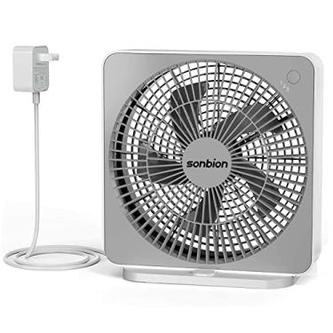 Imagem de SONBION Ventilador de caixa de 25 cm, ventilador de janela pequena, ventilador elétrico silencioso com três velocidades, ventilador de mesa quadrado para apartamento de sala de escritório em casa, 800